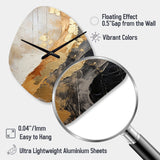 Minimalism Chrome Gold And Black Poteries - Asymmetric Metal Wall Clock