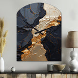 Minimalism Chrome Gold And Black Poteries II - Asymmetric Metal Wall Clock
