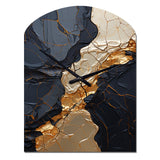 Minimalism Chrome Gold And Black Poteries II - Asymmetric Metal Wall Clock