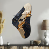 Minimalism Chrome Gold And Black Poteries II - Asymmetric Metal Wall Clock