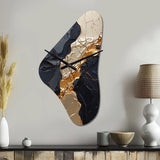 Minimalism Chrome Gold And Black Poteries II - Asymmetric Metal Wall Clock