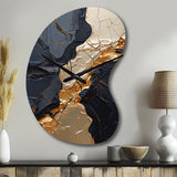 Minimalism Chrome Gold And Black Poteries II - Asymmetric Metal Wall Clock