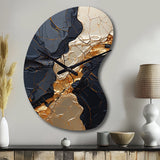 Minimalism Chrome Gold And Black Poteries II - Asymmetric Metal Wall Clock