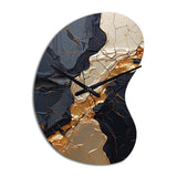 Minimalism Chrome Gold And Black Poteries II - Asymmetric Metal Wall Clock