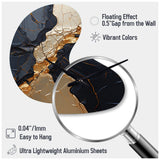 Minimalism Chrome Gold And Black Poteries II - Asymmetric Metal Wall Clock