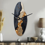 Minimalism Chrome Gold And Black Poteries II - Asymmetric Metal Wall Clock