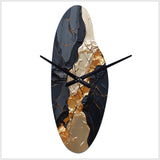 Minimalism Chrome Gold And Black Poteries II - Asymmetric Metal Wall Clock