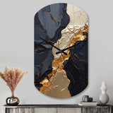 Minimalism Chrome Gold And Black Poteries II - Asymmetric Metal Wall Clock