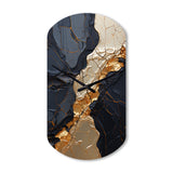 Minimalism Chrome Gold And Black Poteries II - Asymmetric Metal Wall Clock