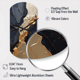 Minimalism Chrome Gold And Black Poteries II - Asymmetric Metal Wall Clock