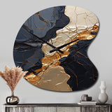 Minimalism Chrome Gold And Black Poteries II - Asymmetric Metal Wall Clock