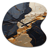 Minimalism Chrome Gold And Black Poteries II - Asymmetric Metal Wall Clock