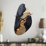 Minimalism Chrome Gold And Black Poteries II - Asymmetric Metal Wall Clock