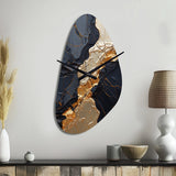 Minimalism Chrome Gold And Black Poteries II - Asymmetric Metal Wall Clock