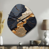 Minimalism Chrome Gold And Black Poteries II - Asymmetric Metal Wall Clock
