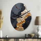 Minimalism Chrome Gold And Black Poteries II - Asymmetric Metal Wall Clock