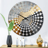 Minimalism Chrome Gold And Black Poteries I - Abstract Metal Wall Clock