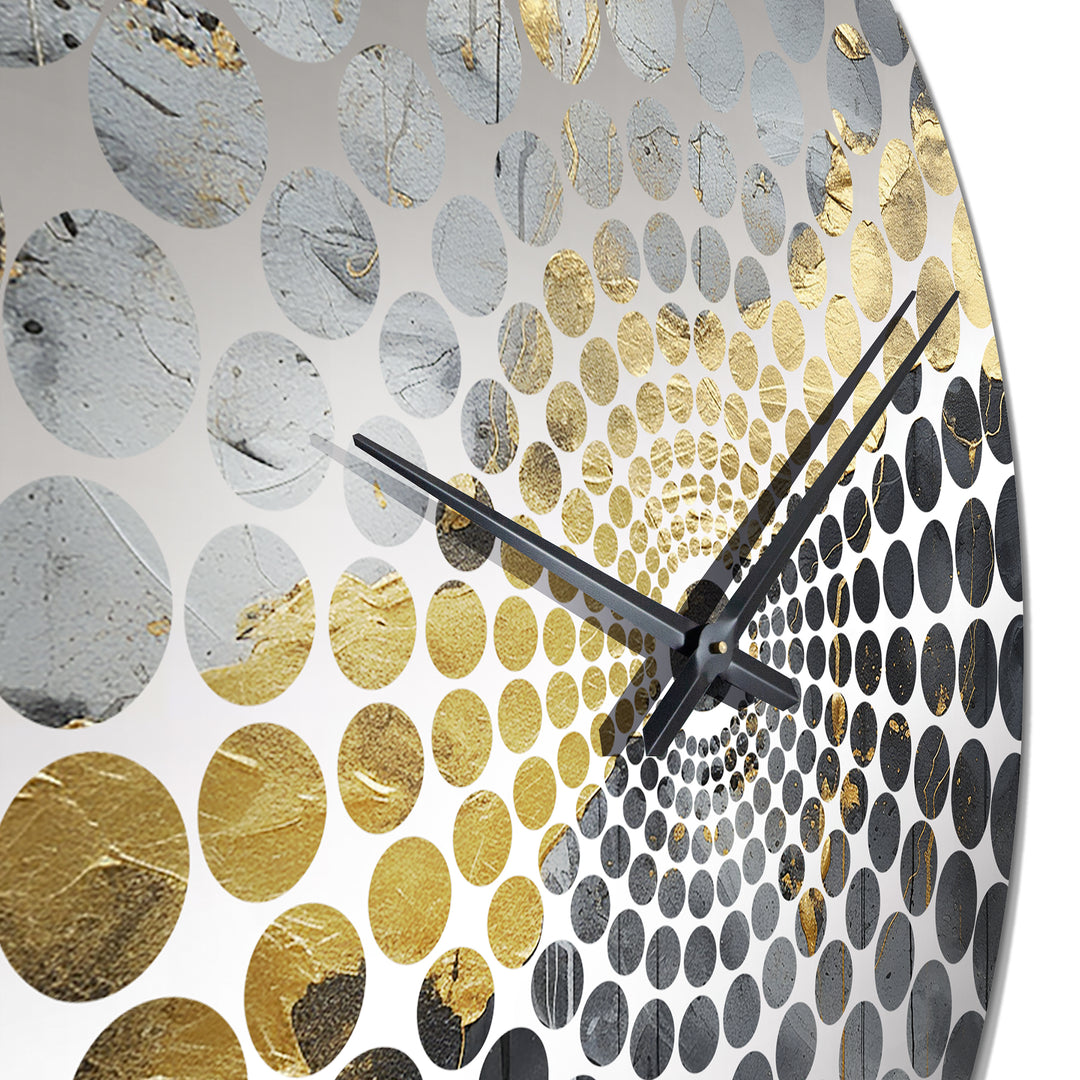 Minimalism Chrome Gold And Black Poteries I - Abstract Metal Wall Clock
