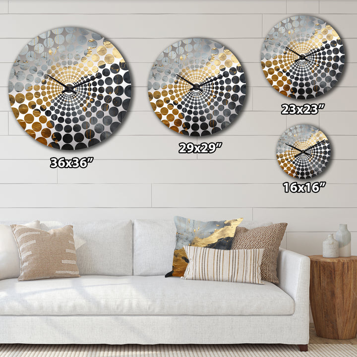 Minimalism Chrome Gold And Black Poteries I - Abstract Metal Wall Clock
