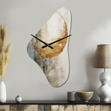 Minimalism Grey Gold Moon Poteries - Asymmetric Metal Wall Clock
