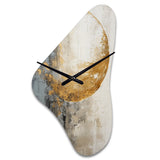 Minimalism Grey Gold Moon Poteries - Asymmetric Metal Wall Clock