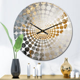 Minimalism Grey Gold Moon Poteries - Abstract Metal Wall Clock