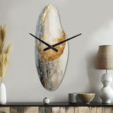 Minimalism Grey Gold Moon Poteries - Asymmetric Metal Wall Clock
