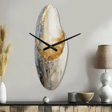 Minimalism Grey Gold Moon Poteries - Asymmetric Metal Wall Clock