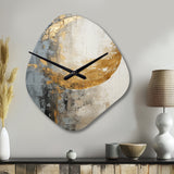 Minimalism Grey Gold Moon Poteries - Asymmetric Metal Wall Clock