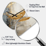 Minimalism Grey Gold Moon Poteries - Asymmetric Metal Wall Clock