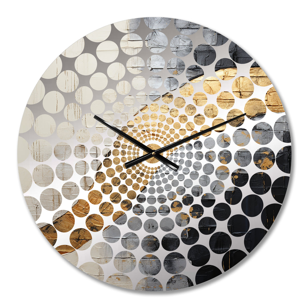 Gray Gold Minimalism Poteries - Abstract Metal Wall Clock