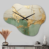 Green Gold Minimalism Poteries - Asymmetric Metal Wall Clock