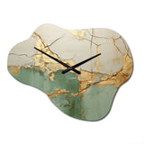 Green Gold Minimalism Poteries - Asymmetric Metal Wall Clock