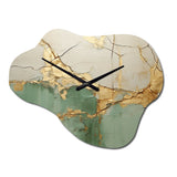 Green Gold Minimalism Poteries - Asymmetric Metal Wall Clock
