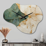Green Gold Minimalism Poteries I - Asymmetric Metal Wall Clock