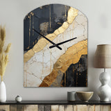 Black Gold Adorned Poteries V - Asymmetric Metal Wall Clock