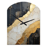 Black Gold Adorned Poteries V - Asymmetric Metal Wall Clock