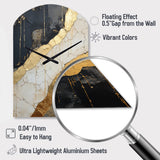 Black Gold Adorned Poteries V - Asymmetric Metal Wall Clock
