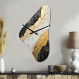 Black Gold Adorned Poteries V - Asymmetric Metal Wall Clock
