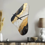 Black Gold Adorned Poteries V - Asymmetric Metal Wall Clock