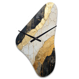 Black Gold Adorned Poteries V - Asymmetric Metal Wall Clock