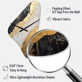 Black Gold Adorned Poteries V - Asymmetric Metal Wall Clock