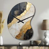 Black Gold Adorned Poteries V - Asymmetric Metal Wall Clock