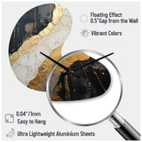 Black Gold Adorned Poteries V - Asymmetric Metal Wall Clock