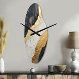 Black Gold Adorned Poteries V - Asymmetric Metal Wall Clock