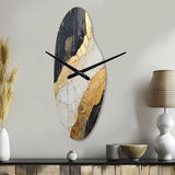 Black Gold Adorned Poteries V - Asymmetric Metal Wall Clock