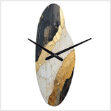 Black Gold Adorned Poteries V - Asymmetric Metal Wall Clock