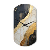 Black Gold Adorned Poteries V - Asymmetric Metal Wall Clock