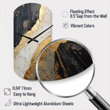 Black Gold Adorned Poteries V - Asymmetric Metal Wall Clock