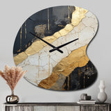 Black Gold Adorned Poteries V - Asymmetric Metal Wall Clock